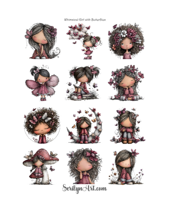 Whimsical Girl with Butterflies