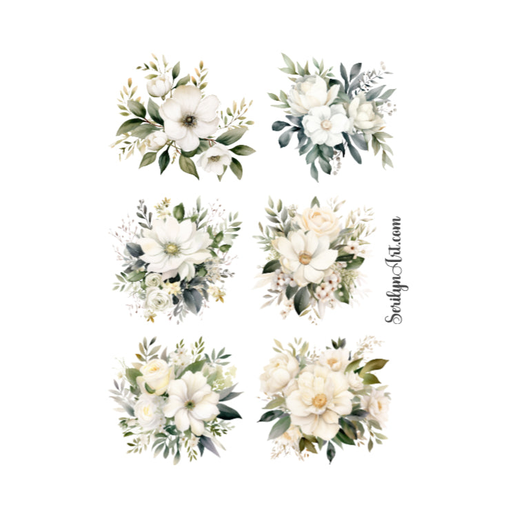 White Florals Sticker Sheet