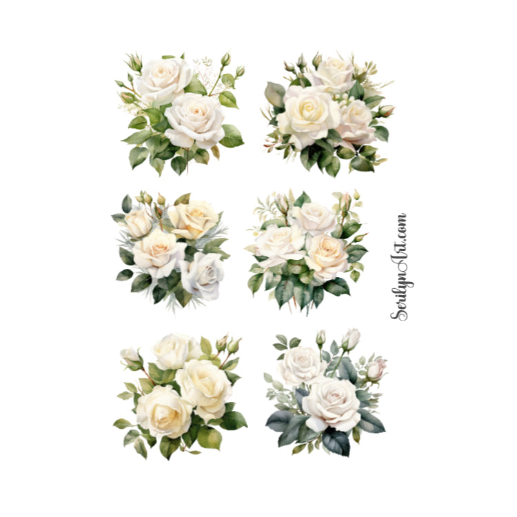 White Roses Sticker Sheet