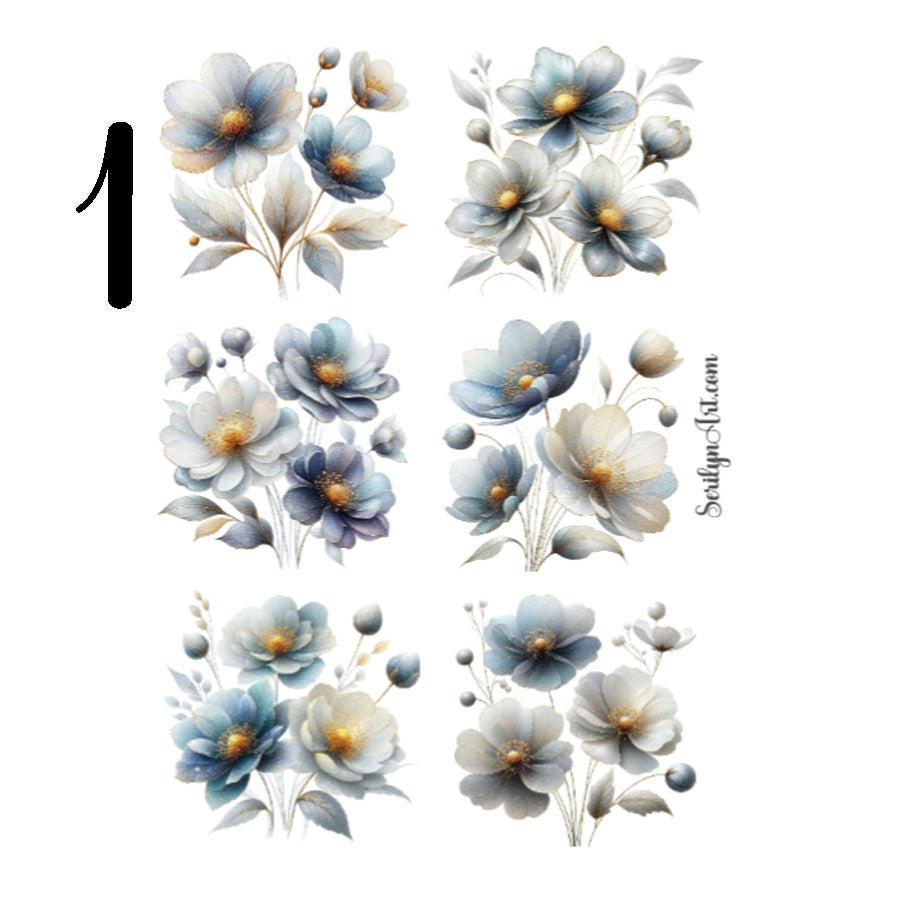 Winter Abstract Flowers Sticker Sheet