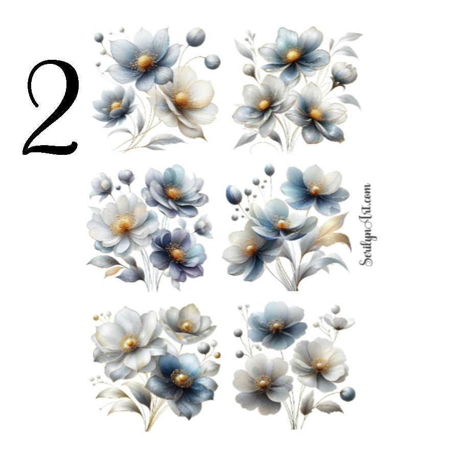 Winter Abstract Flowers Sticker Sheet