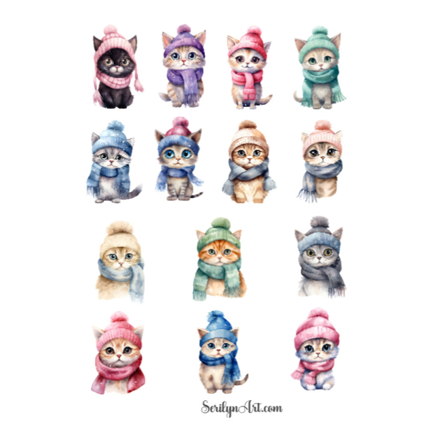 Winter Cats Sticker Sheet
