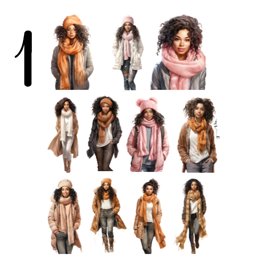 Winter Cottage Girls Sticker Sheet