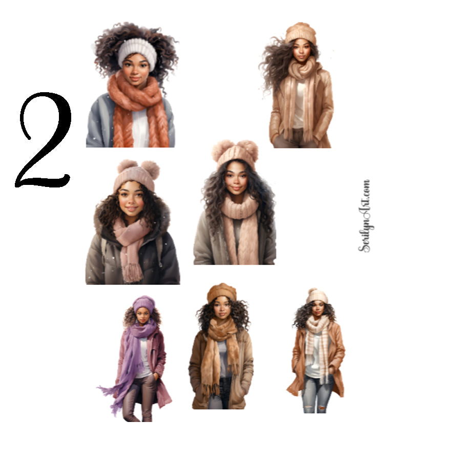 Winter Cottage Girls Sticker Sheet