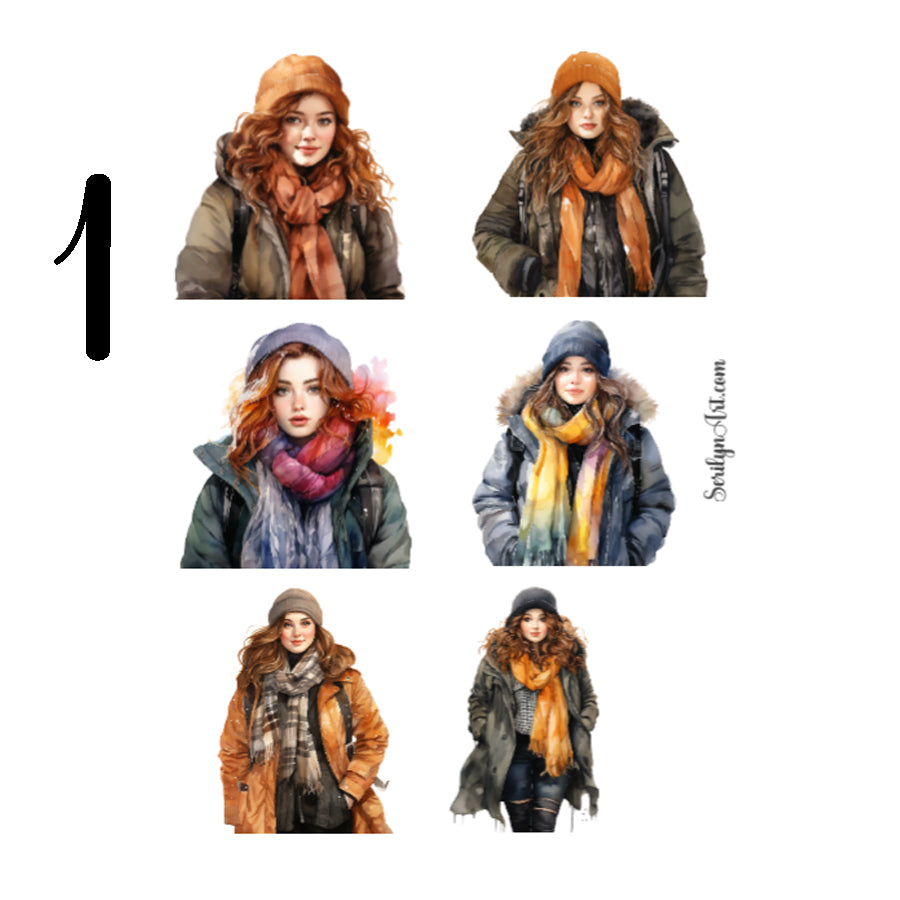 Winter Curvy Girls Sticker Sheet