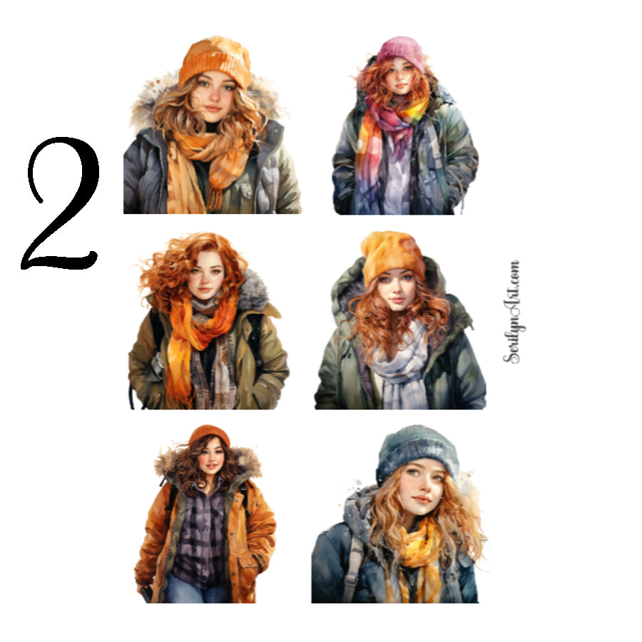 Winter Curvy Girls Sticker Sheet
