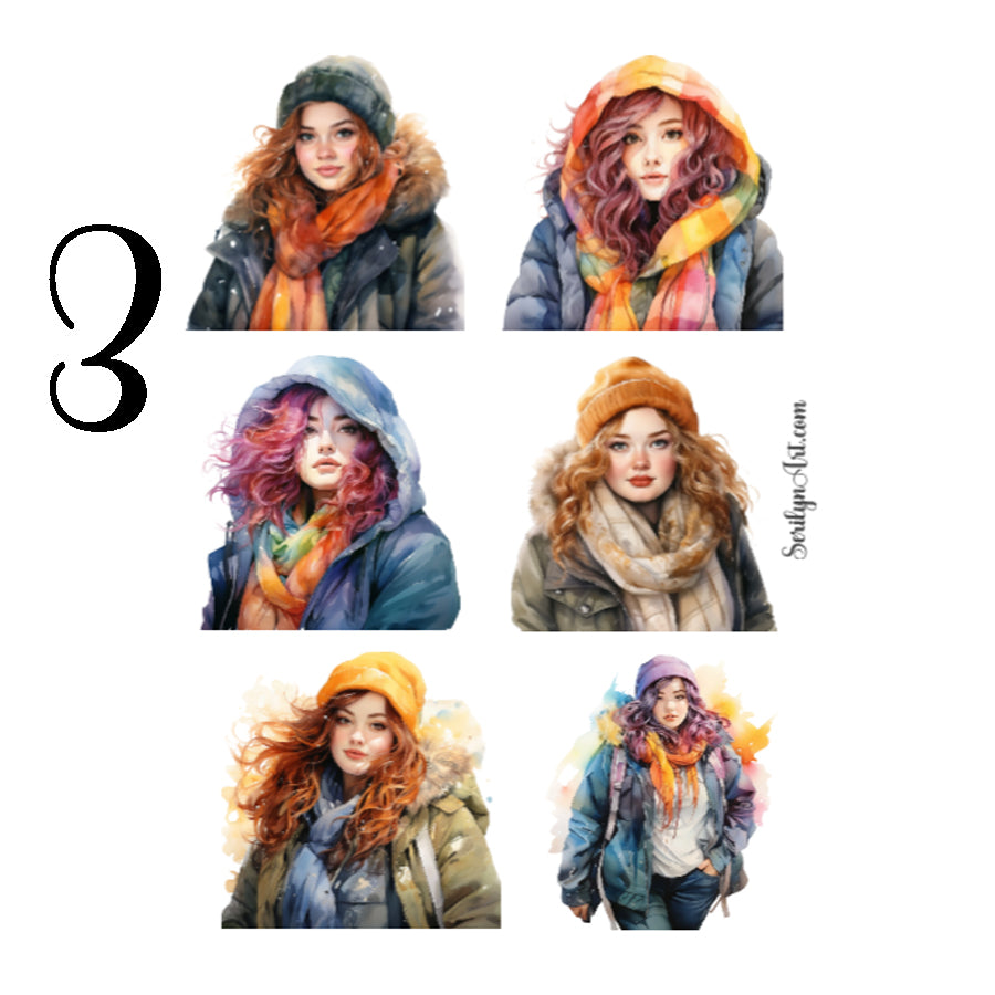 Winter Curvy Girls Sticker Sheet