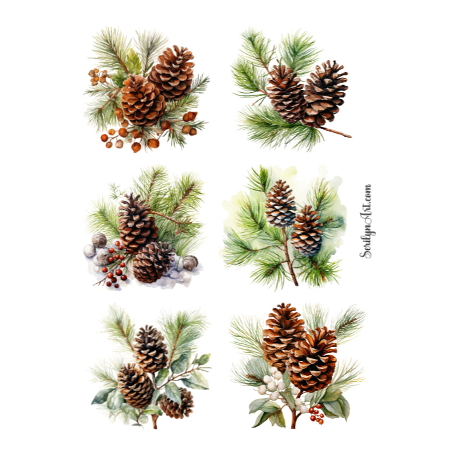 Winter Pinecones Sticker Sheet