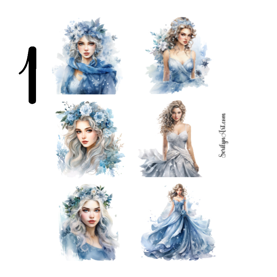 Winter Princesses Sticker Sheet