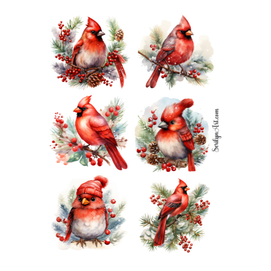 Winter Red Cardinal Sticker Sheet