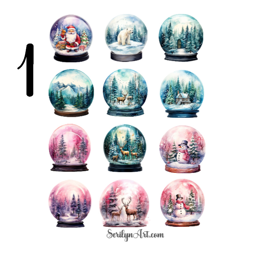 Winter Snow Globes Sticker Sheet