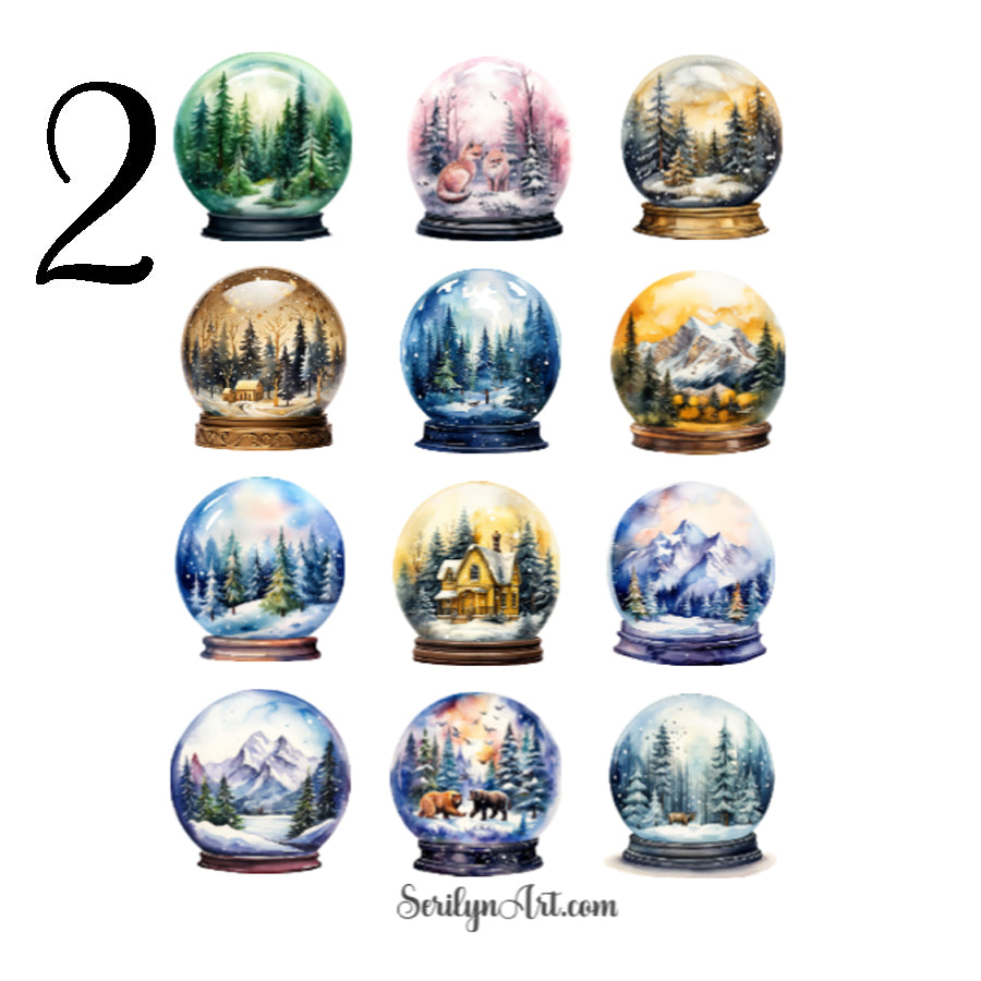 Winter Snow Globes Sticker Sheet