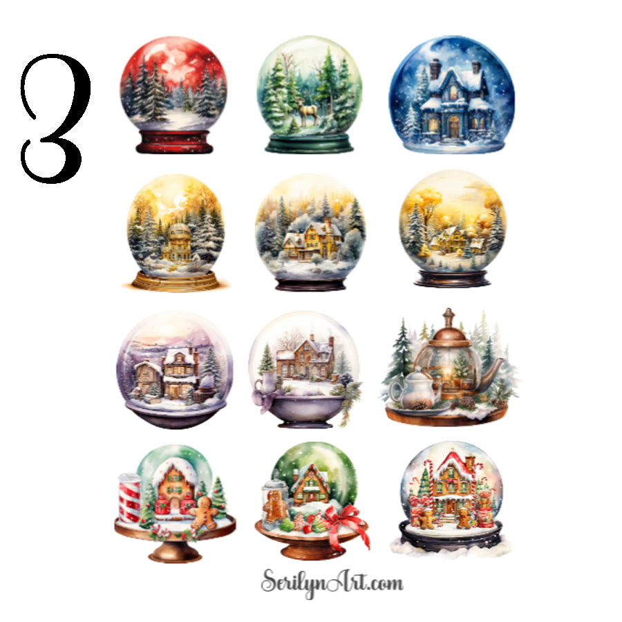Winter Snow Globes Sticker Sheet