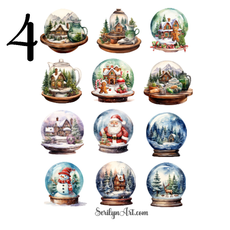 Winter Snow Globes Sticker Sheet