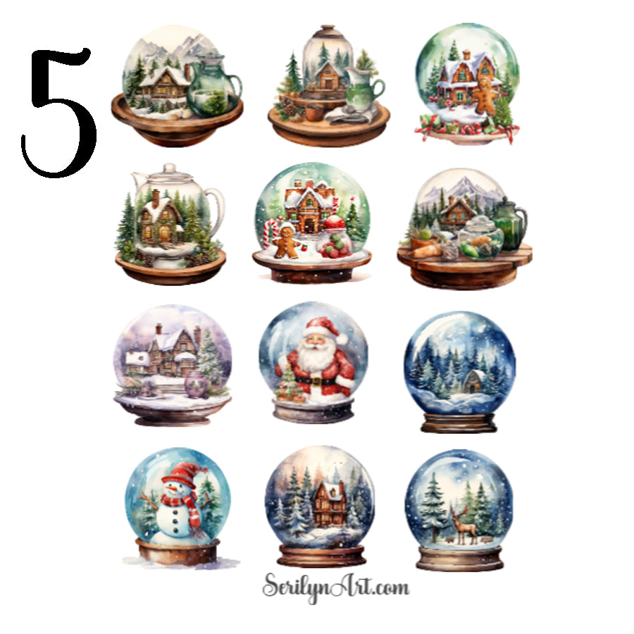 Winter Snow Globes Sticker Sheet