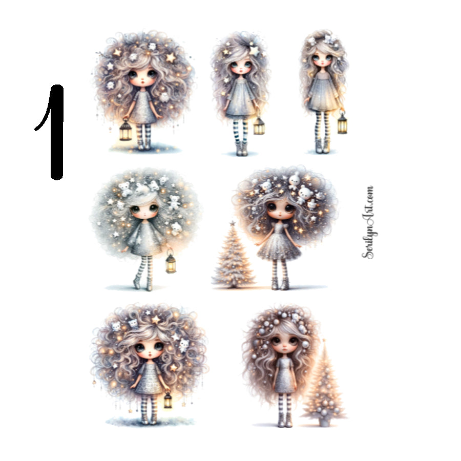 Winter Teddy Bear Girl Sticker Sheet