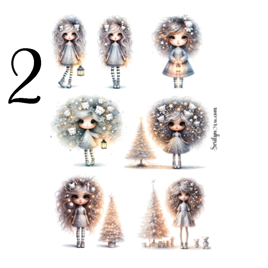 Winter Teddy Bear Girl Sticker Sheet