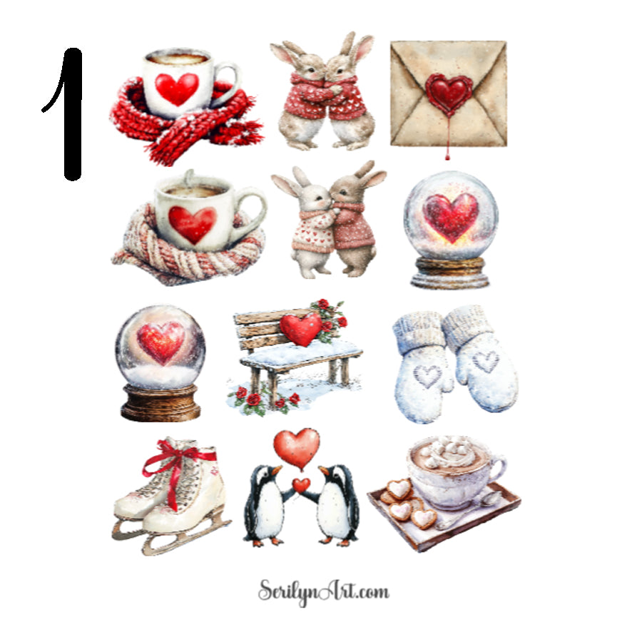 Winter Valentine Sticker Sheet