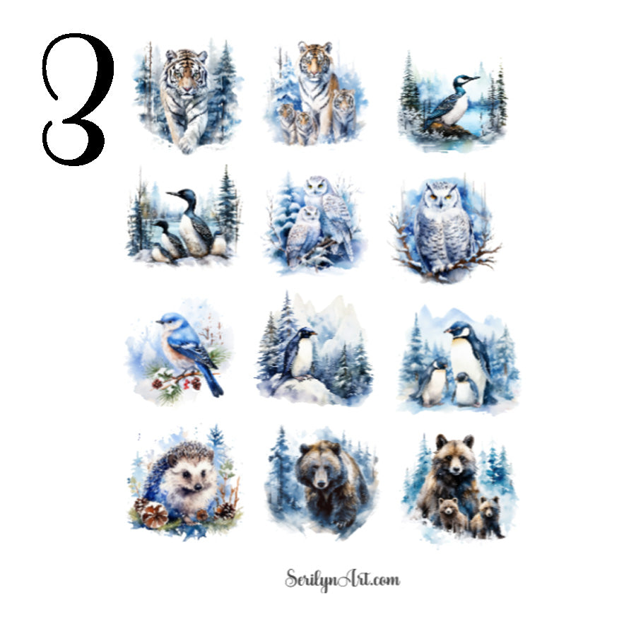 Winter Wild Animals Sticker Sheet