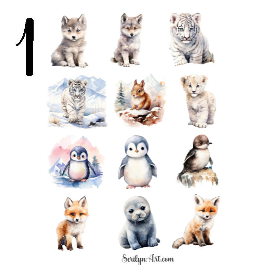 Winter Wild Babies Sticker Sheet
