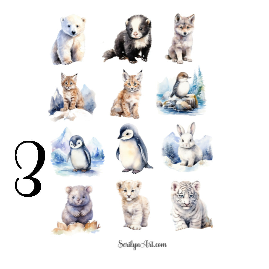 Winter Wild Babies Sticker Sheet