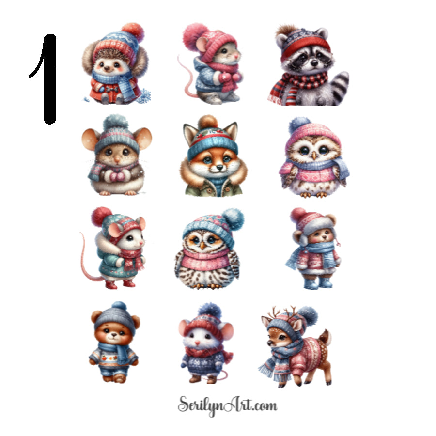 Winter Woodland Animals Sticker Sheet