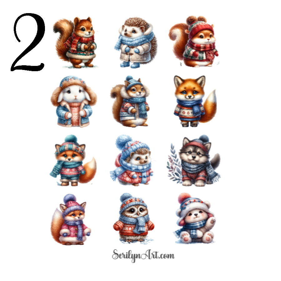 Winter Woodland Animals Sticker Sheet