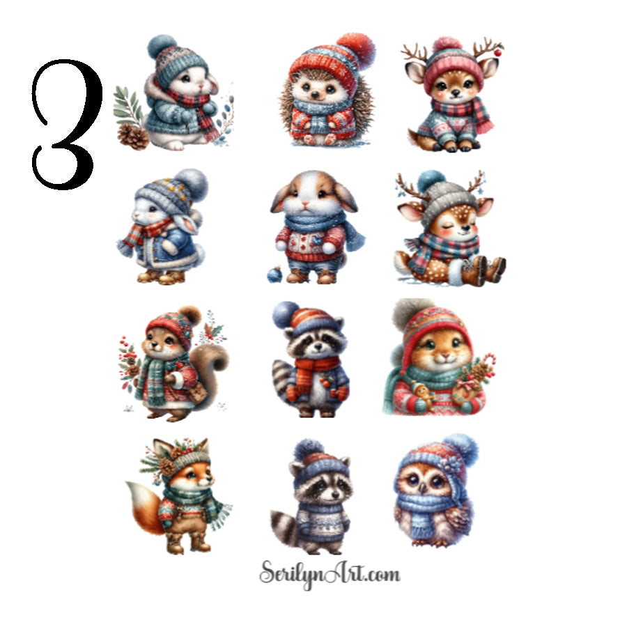 Winter Woodland Animals Sticker Sheet