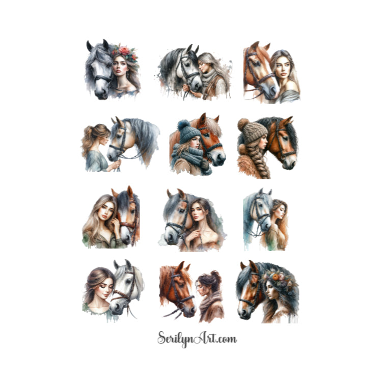 Woman with Horse Sticker Sheet