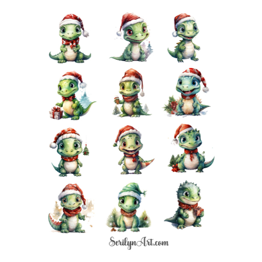 Christmas Dinosaurs Sticker Sheet