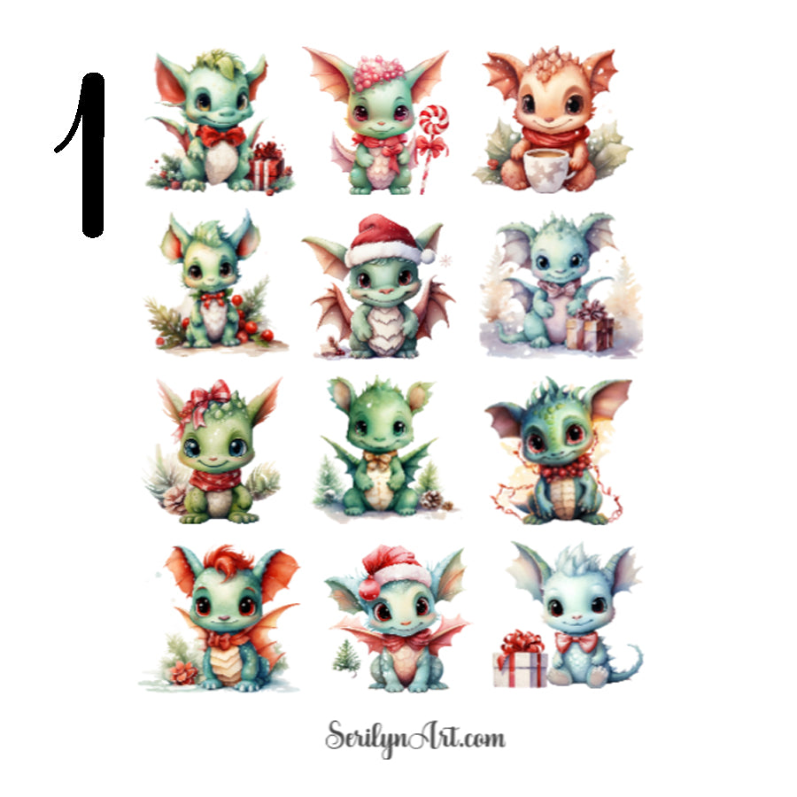 Christmas Dragons Sticker Sheet