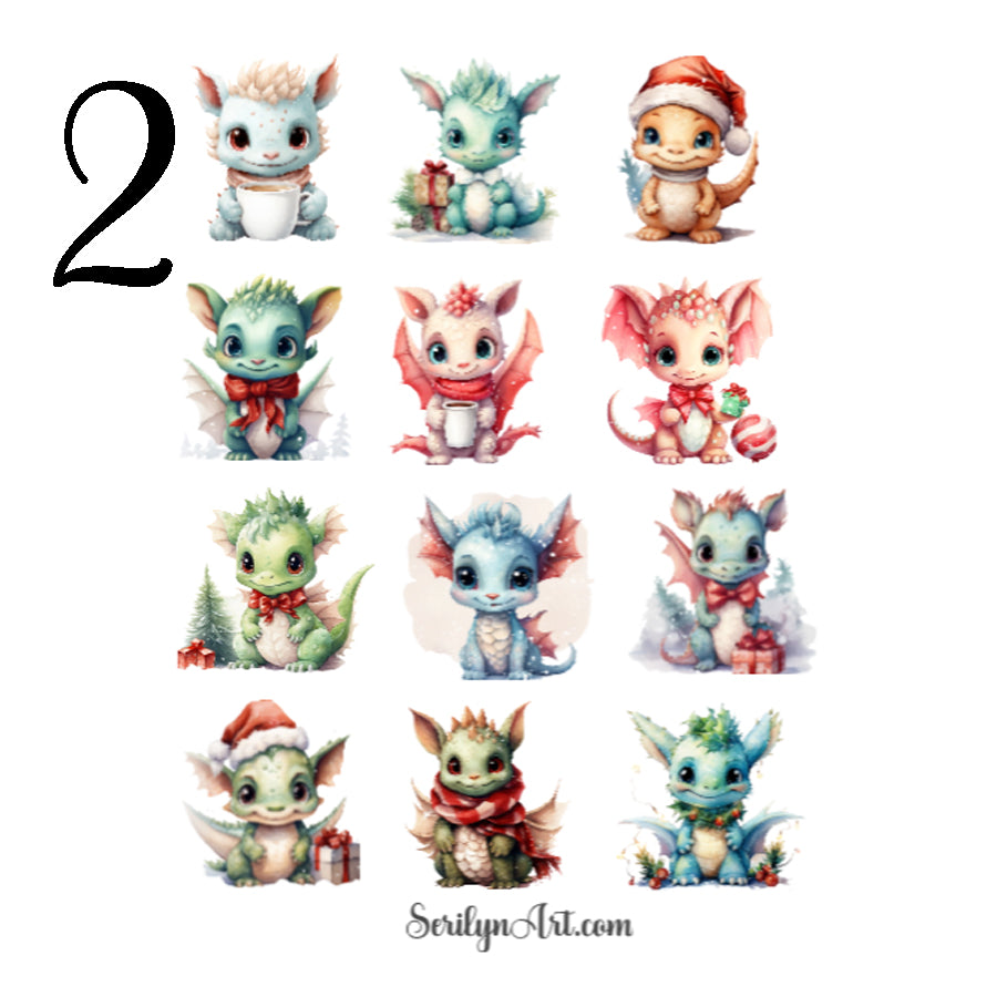 Christmas Dragons Sticker Sheet