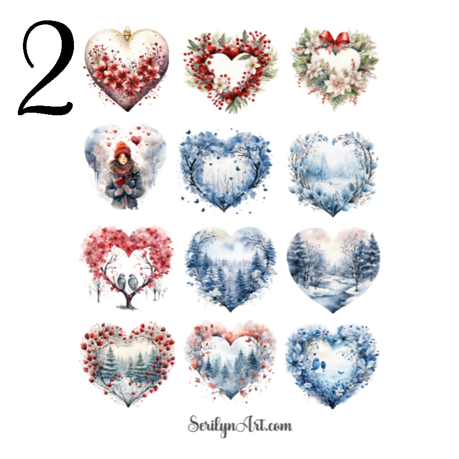 Christmas Hearts Sticker Sheet