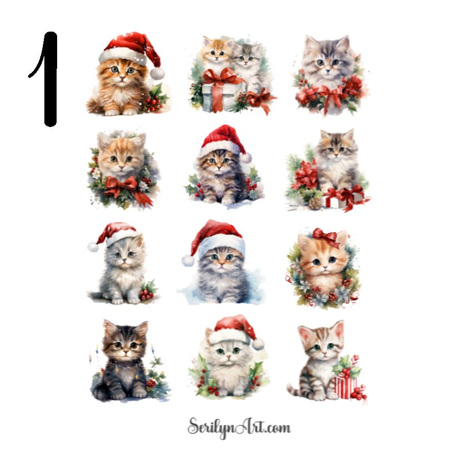 Christmas Kittens Sticker Sheet
