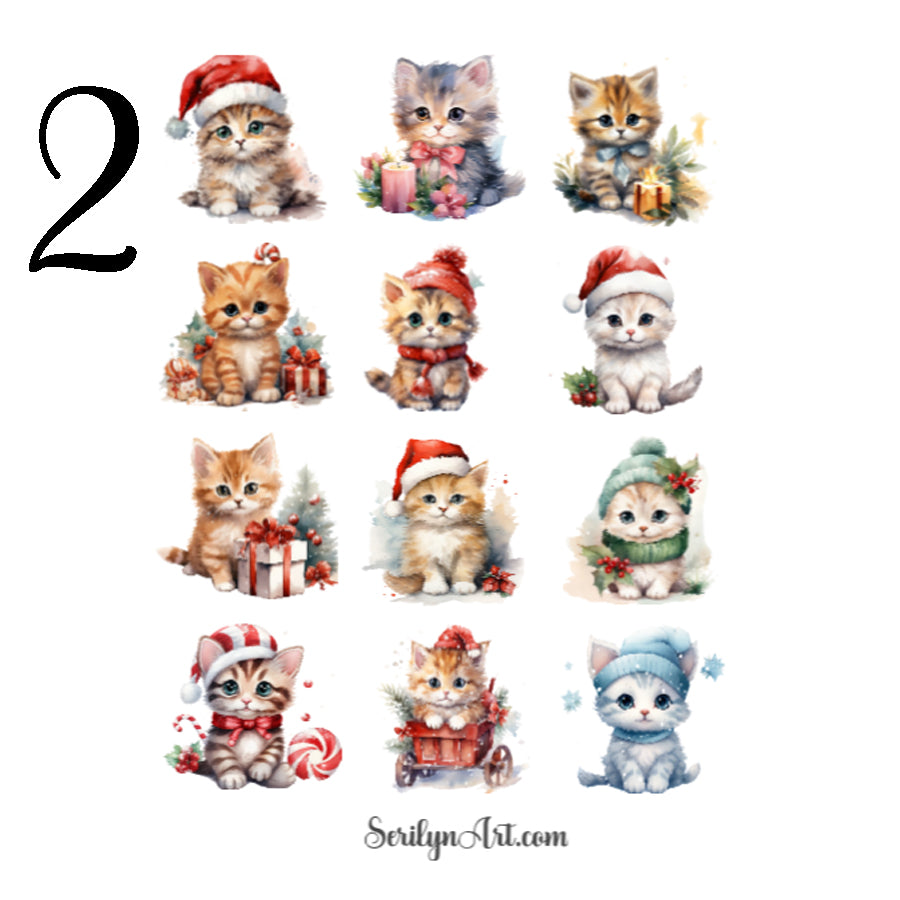 Christmas Kittens Sticker Sheet