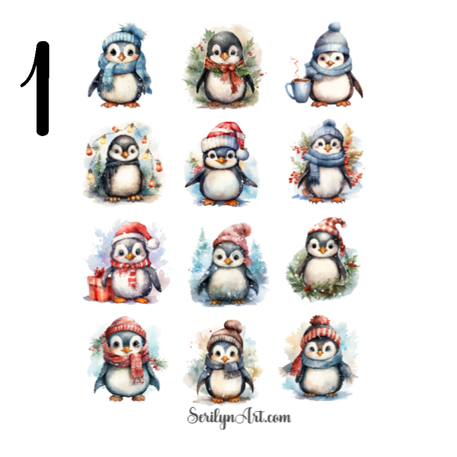 Christmas Penguins Sticker Sheet