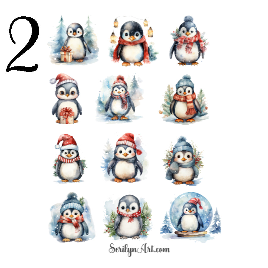 Christmas Penguins Sticker Sheet