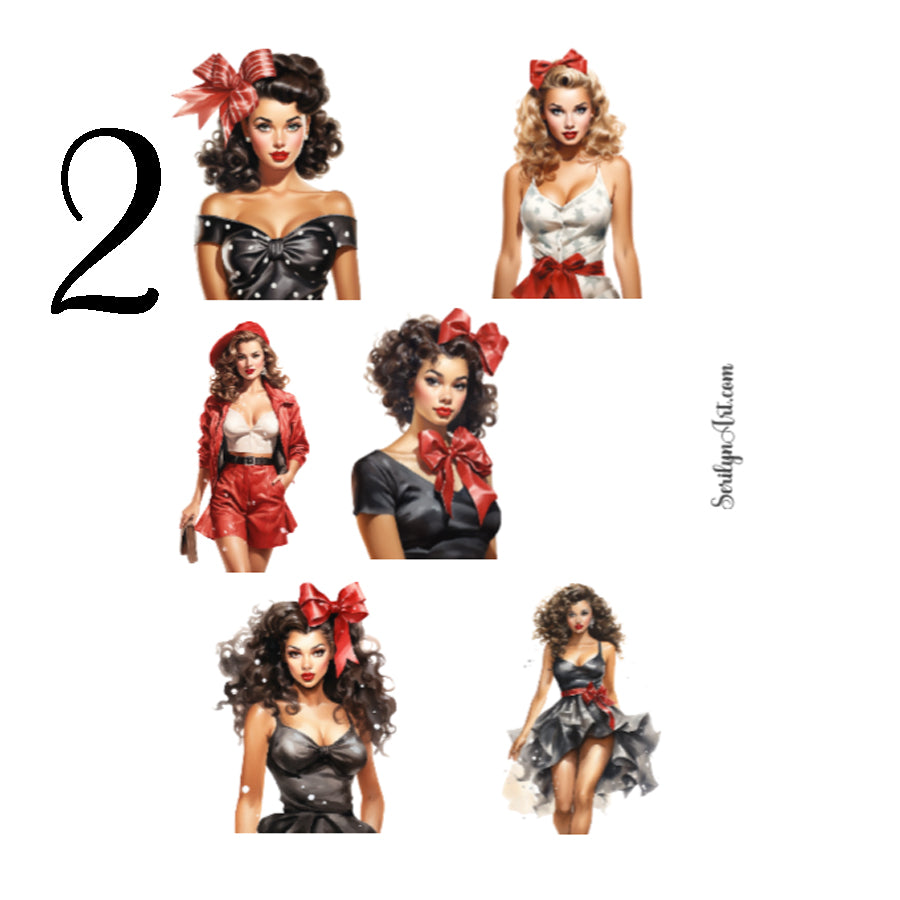 Christmas Pin Up Girls Sticker Sheet