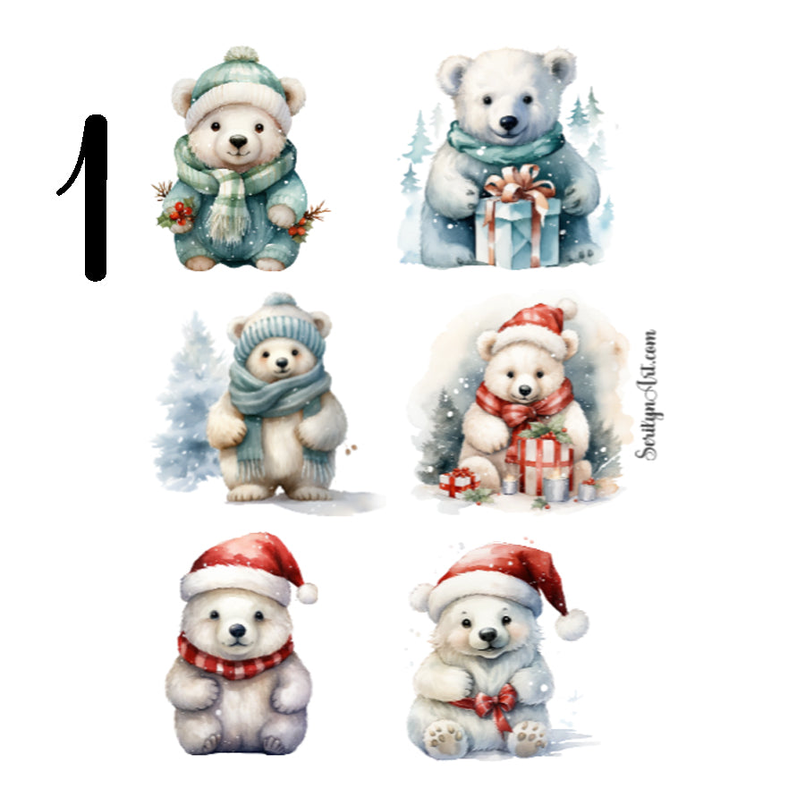 Christmas Polar Bears Sticker Sheet