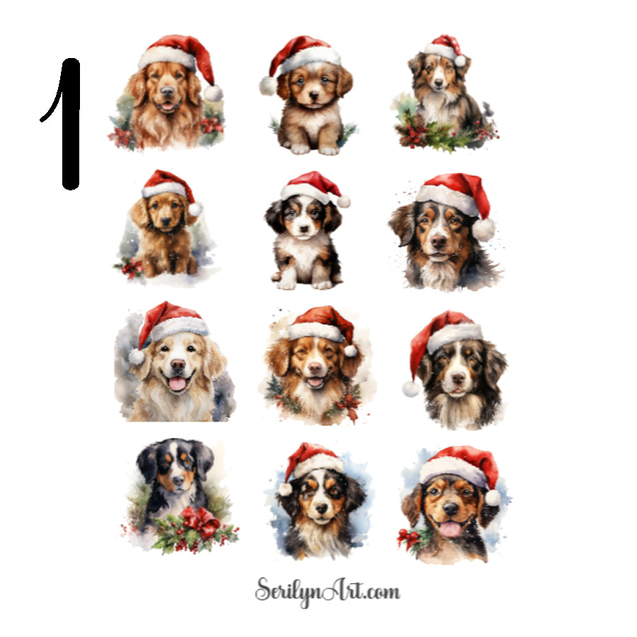 Christmas Puppies Sticker Sheet