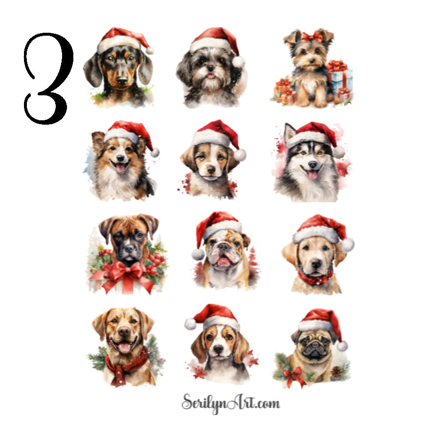 Christmas Puppies Sticker Sheet