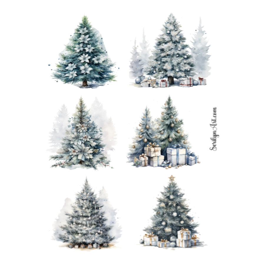 Silver Christmas Tree Sticker Sheet