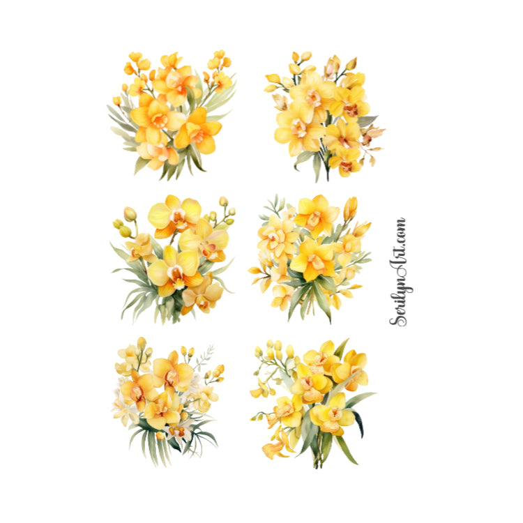 Yellow Orchids Sticker Sheet