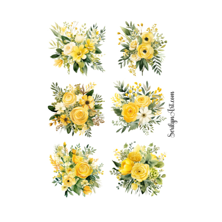 Yellow and Green Florals Sticker Sheet